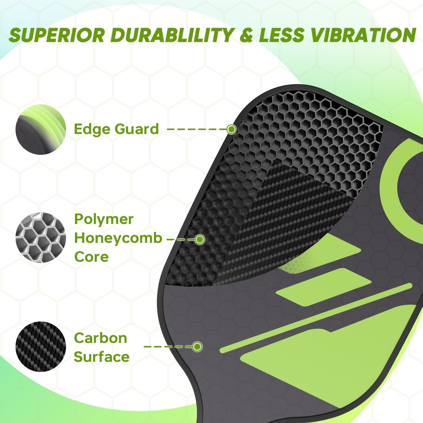 Carbon Fiber Pickleball Paddles - Graphite Pickleball Paddles Set of 2, Polymer Honeycomb Core,USAPA Approved,Anti-Slip Sweat-Absorbing Grip, Professioner Paddle Ball Set for Pickleball Players